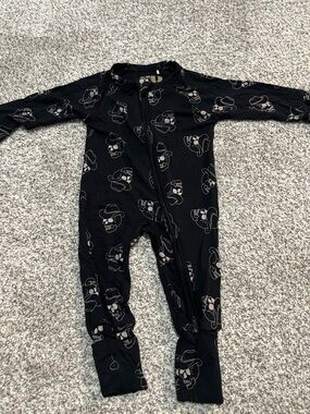 Brixton Black Skull-Print Footed One-Piece